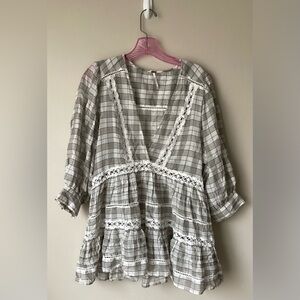 Free People Black and White Patterned Dress Tunic size s